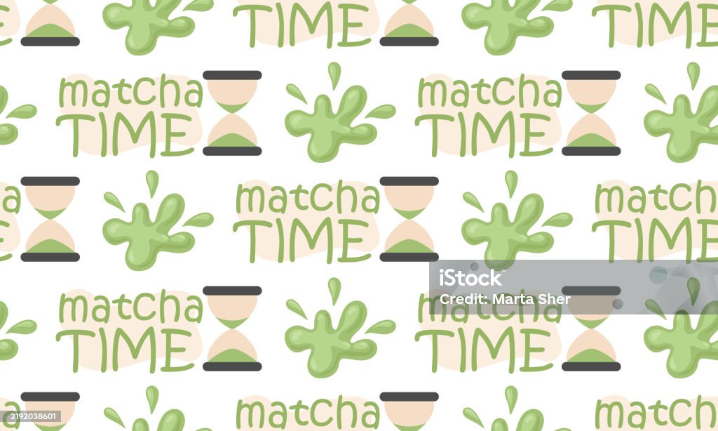 Matcha Green Pattern Matcha Time Seamless Pattern Matcha Green Tea Japanese Green Tea ...