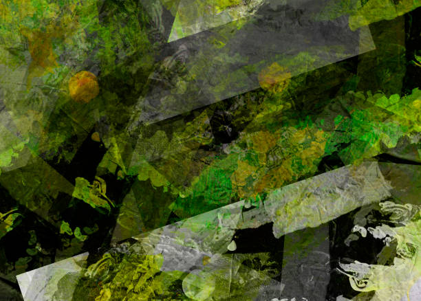 Abstract colorful watercolor background with different geometric elements