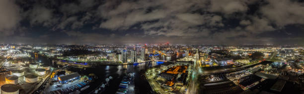istock Panoramic Night View of Manchester City and River from Above 2192047131