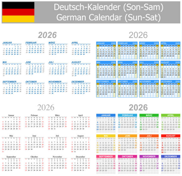 2026 German Mix Calendar Sunsat Stock Download Image Now 2026 German Mix Calendar Sun Sat 