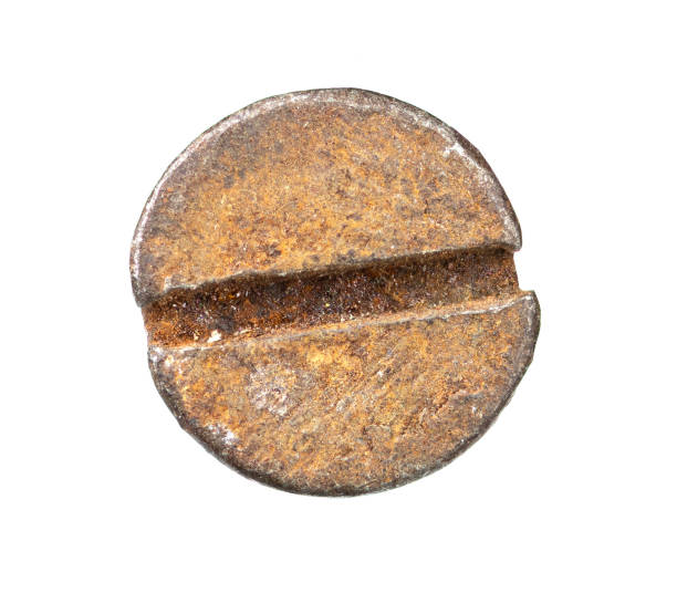 istock Old screw and nail heads. Top view on a transparent background 2192049875
