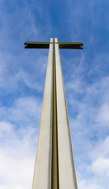 istock A tall, thin cross is standing in the sky 2192051011