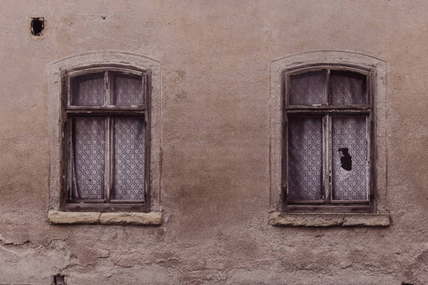 Le Vercors, France: Traditional Weathered Wood Shutters, Lace-Covered Windows