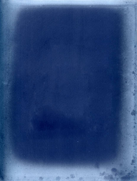 Cyanotype paper background texture with vignette