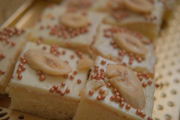 Homemade banana and sugar beads cake