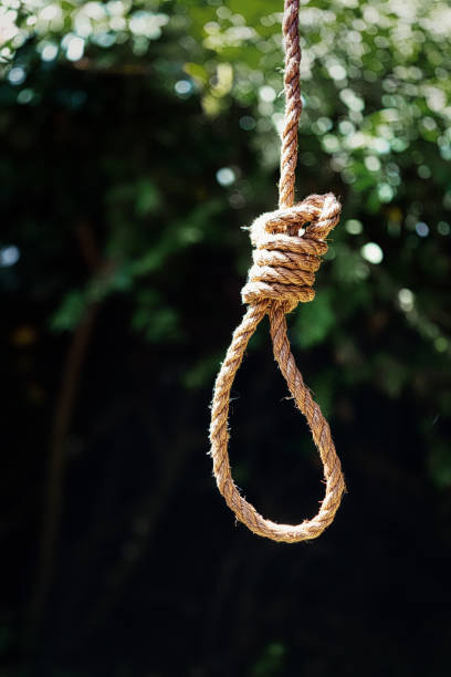 istock Rope noose hanging outdoors on a sunny day 2192066314