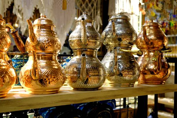 istock Traditional Turkish hand embroidered large size copper teapots 2192066581