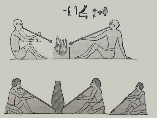 istock Antique illustration - glass making technique in ancient Egypt - glass blowing 2192074410
