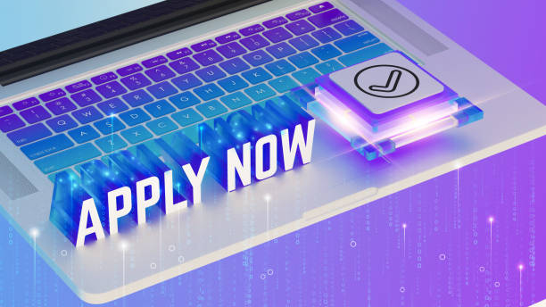 istock Keyboard with vibrant blue and purple gradient, APPLY NOW in 3D glowing letters, digital matrix background, neon lights, technology concept, job application, binary code, sleek modern aesthetic, 8K resolution, hyperrealistic render. 2192074684
