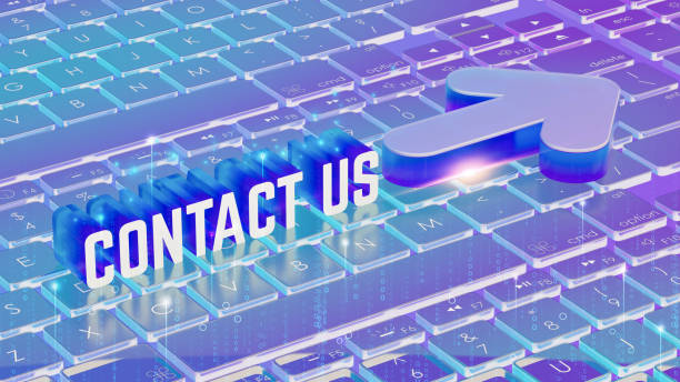 istock Futuristic keyboard, 3D Contact Us text, glowing neon blue and purple gradient, holographic cursor, isometric view, cyberpunk aesthetic, vibrant colors, digital communication concept, high-tech design, 3D render. 2192074794