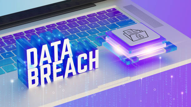 istock Laptop keyboard, data breach concept, 3D text, glowing neon lights, cybersecurity icon, purple and blue gradient, binary code, futuristic design, holographic effect, 3D render. 2192074827