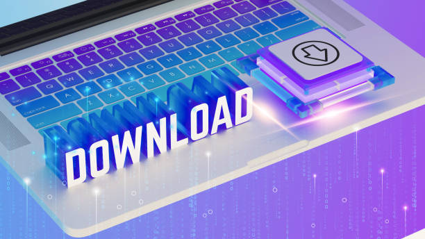 istock 3D render, laptop keyboard, neon 