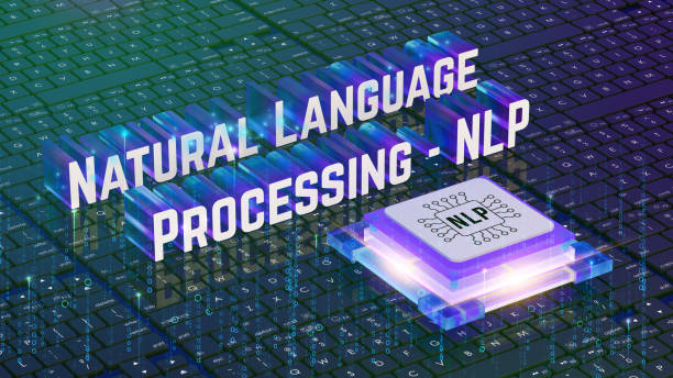 istock Natural Language Processing, glowing text, circuit board background, neon blue and purple lights, holographic display, AI concept, cyberpunk aesthetic, data visualization, digital transformation, machine learning, 3D render. 2192075051
