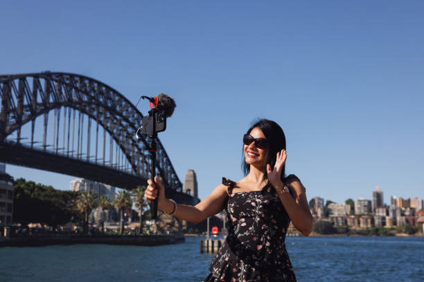 istock Female Indian travel influencer recording content 2192079125
