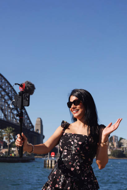 istock Female Indian travel influencer recording content 2192079126