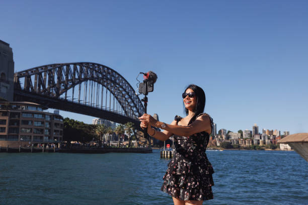 istock Female Indian travel influencer recording content 2192079137