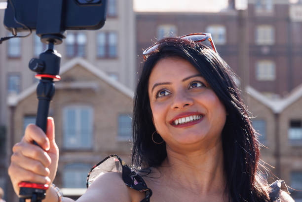 istock Female Indian travel influencer recording content 2192079167