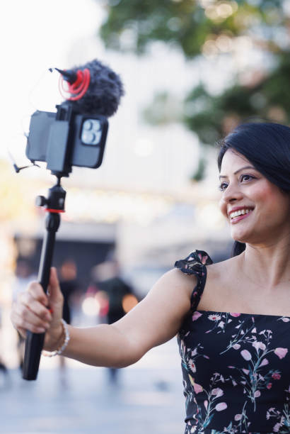 istock Female Indian travel influencer recording content 2192079846