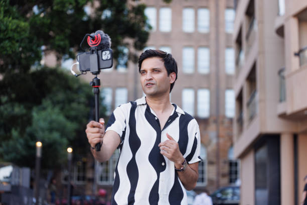 istock Male Indian travel influencer recording content 2192079880