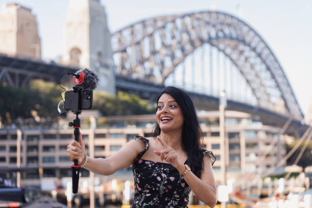 istock Female Indian travel influencer recording content 2192079897