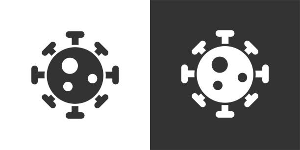 stockillustraties, clipart, cartoons en iconen met virus glyph solid icon. black and white icon series. perfect pixel isolated on white and black background - spoor vorm
