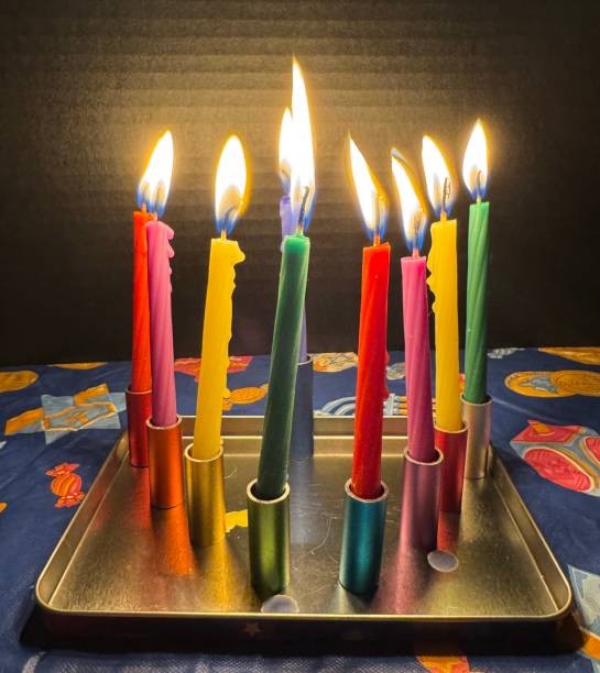 istock Hanukkah menorah lit for night 8 2192082751