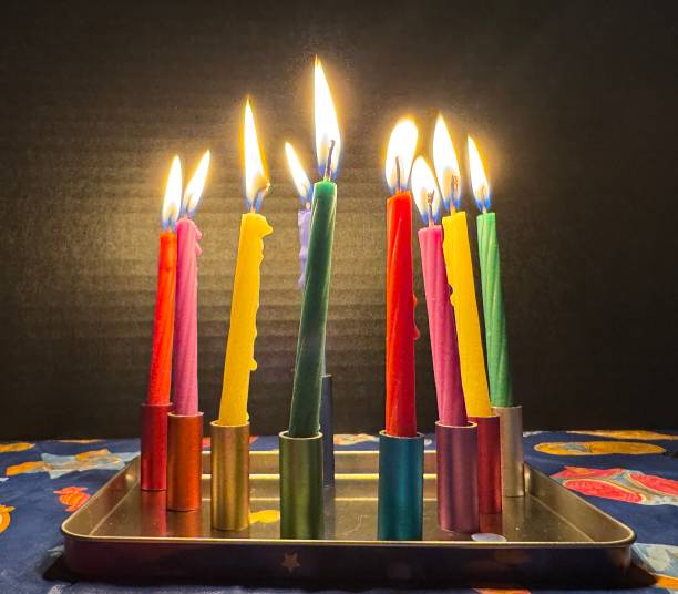 istock Hanukkah menorah lit for night 8 2192082753