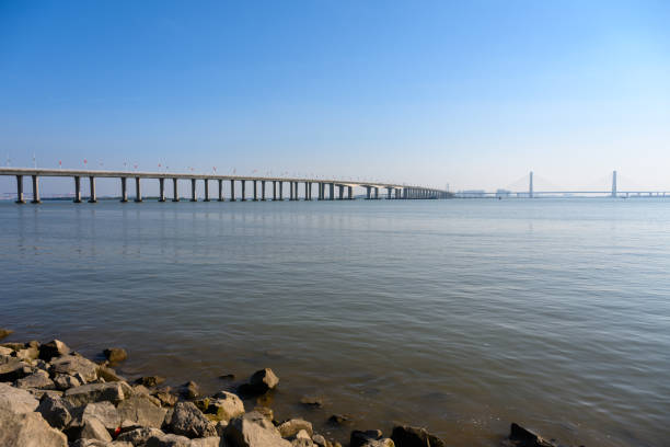 istock The open river and the bridge in the distance 2192084753