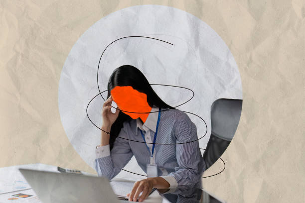 istock Business Stress Collage Overwhelmed Professional in Modern Office Setting with Abstract Artistic Elements 2192087892