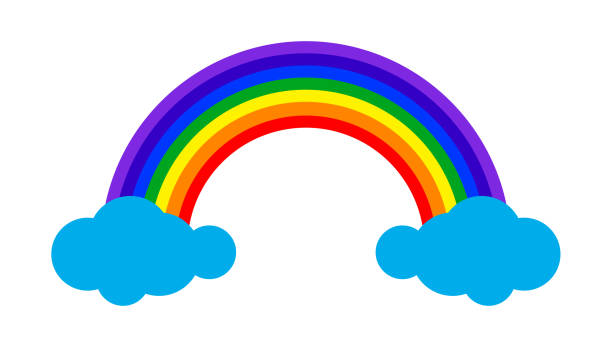 istock rainbow cloud Illustration, rainbow across and cloud for coloring book, colorful rainbow for kid coloring print 2192090381