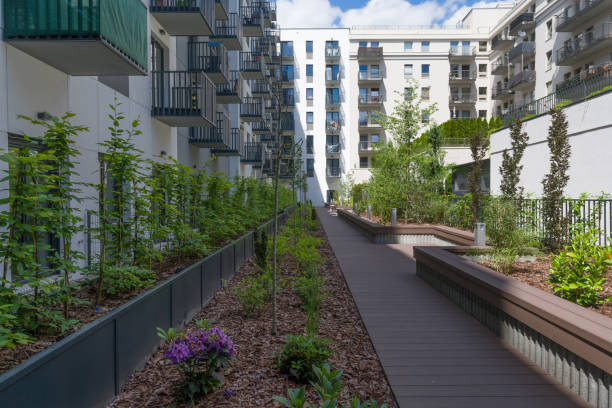 istock Modern Residential Complex with Landscaped Courtyard 2192093891