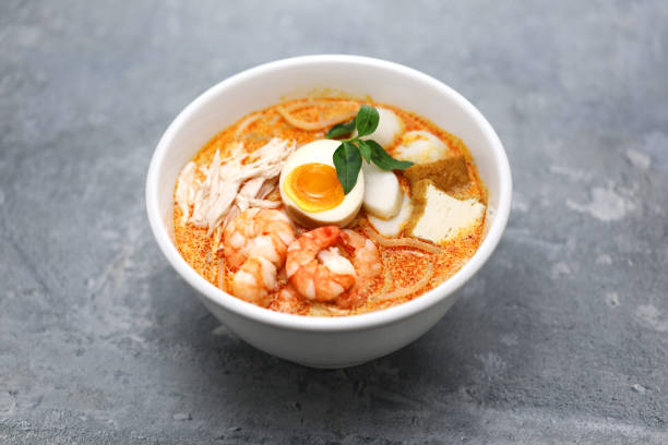 Laksa lemak is a noodle dish from Malaysia and Singapore.