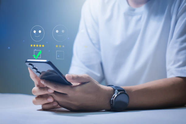 istock Customers using the laptop gave it a five-star gold satisfaction rating. Excellent level, business reputation rating, service quality. 2192109411