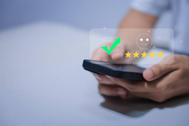 istock Customers using the laptop gave it a five-star gold satisfaction rating. Excellent level, business reputation rating, service quality. 2192109415