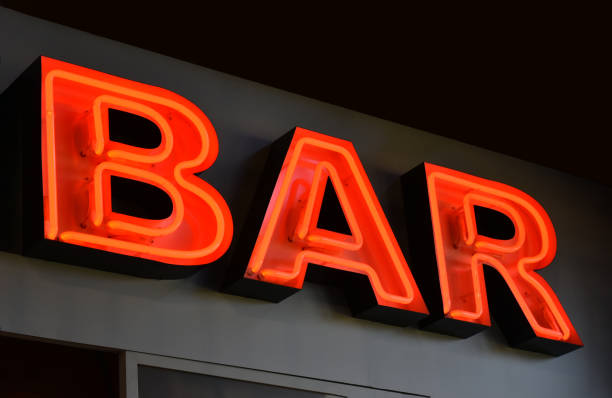 istock Red neon sign of the night bar 2192122957