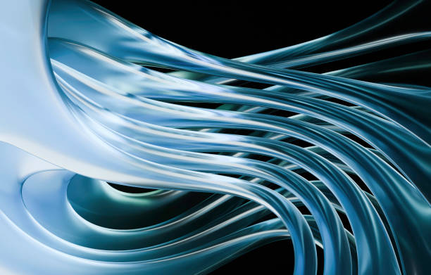 istock Abstract Fluid Metallic Curves in Dark Blue and Silver Hues 2192123248