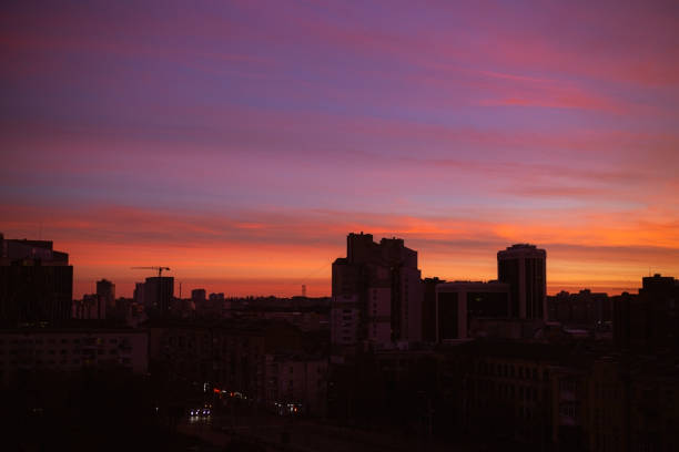 Residential buildings at sunset time