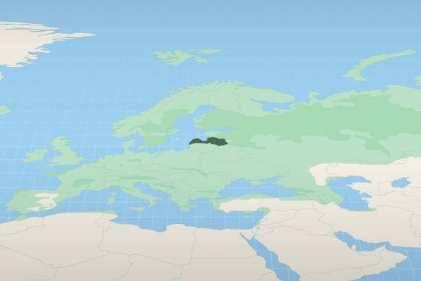 istock Latvia highlighted on a detailed map, geographic location of Latvia. 2192132560