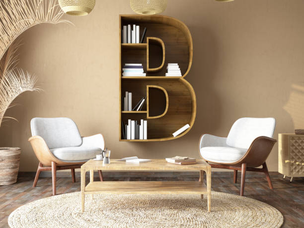 istock Letter B Bookshelf on Cozy Room's Wall 2192133794