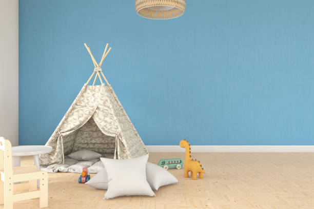 istock Empty Children's Playroom with Tent and Toys 2192133796