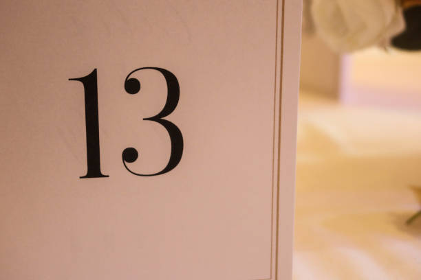 istock close up of black number 13 thirteen on a white card with copy space 2192140759
