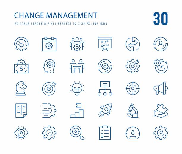 Change Management Editable Stroke - Pixel Perfect - Line Icons