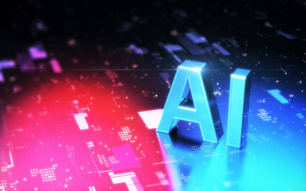 istock Blue AI Symbol Shining on Blue Red Digital Data Background 2192147679