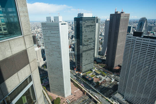 high angle view of shinjuku ward