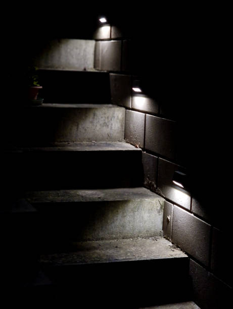 istock stairs on the square or on the route.  building terrace with backlight. light led strip. light tubes illuminate the bottom of the stairs so that people don't trip over when they go at night 2192162162