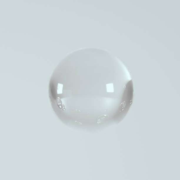 istock Realistic 3D glass ball isolated on grey background, transparent glass sphere or bubble 2192167283