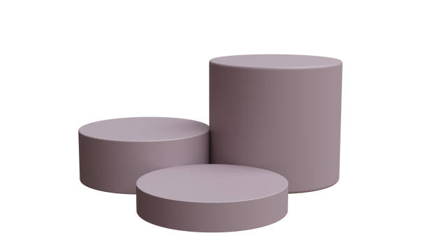 istock Podium stands isolated on white, empty product display set dusty purple color 2192168407