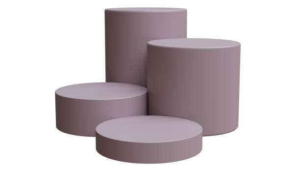 istock Podium stands isolated on white, empty product display set dusty purple color 2192168409