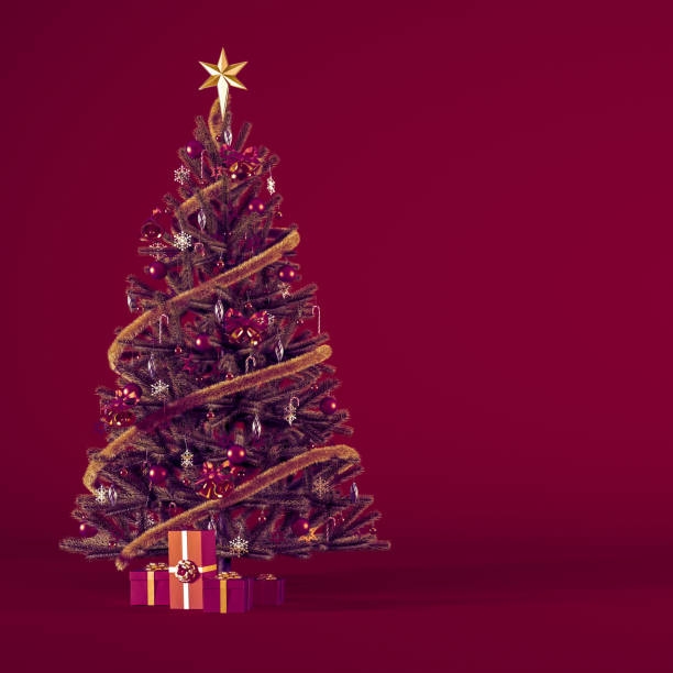 istock Christmas background concept with ornaments and gifts for banner design 3d rendering illustration. 2192169344