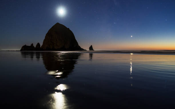 istock Haystack Rock, the Moon, Venus, Cannon Beach, Oregon 2192178881